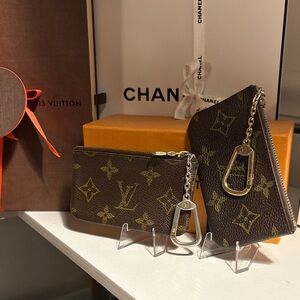 Louis Vuitton Brown Monogram Key Pouches with Gold Accents(PRICE FOR ONE)